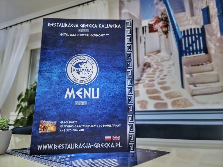 Menu restauracji greckiej w Gliwicach z owocami morza